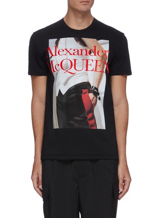 首图 - 点击放大 - ALEXANDER MCQUEEN - 植绒品牌名称秀场图案T恤