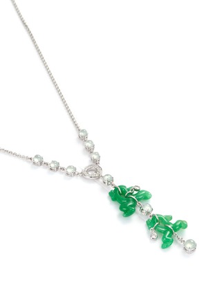 模特儿示范图 - 点击放大 - SAMUEL KUNG - Diamond jade 18k white gold frog pendant necklace