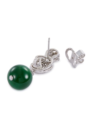 细节 - 点击放大 - SAMUEL KUNG - Diamond jade bead 18k white gold drop earrings