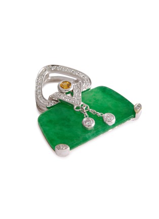 细节 - 点击放大 - SAMUEL KUNG - Diamond jadeite yellow sapphire 18k white gold pendant
