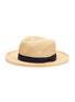 模特儿示范图 - 点击放大 - MOSSANT - 拼色蝴蝶结帽带编织宽檐帽