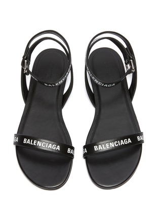 细节 - 点击放大 - BALENCIAGA - 拼色品牌名称搭带真皮凉鞋