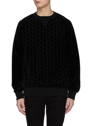 首图 - 点击放大 - BALMAIN - B字母几何提花混棉天鹅绒上衣