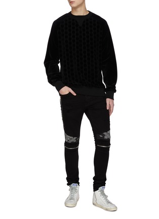 模特儿示范图 - 点击放大 - BALMAIN - B字母几何提花混棉天鹅绒上衣
