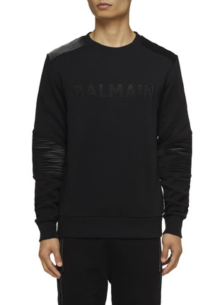 首图 - 点击放大 - BALMAIN - logo拼色条纹纯棉卫衣