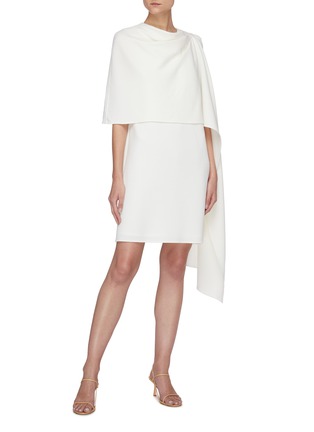 模特示范图 - 点击放大 - OSCAR DE LA RENTA - 垂坠布饰斗篷式连衣裙