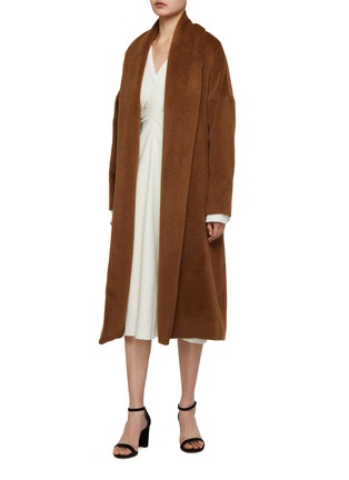 模特儿示范图 - 点击放大 - DEVEAUX NEW YORK - 腰带青果领羊驼毛混羊毛大衣