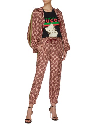 模特儿示范图 - 点击放大 - GUCCI - Original Gucci猫咪oversize纯棉T恤