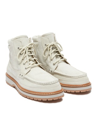 模特儿示范图 - 点击放大 - JACQUEMUS - Les chaussures Garrigue条纹纹理绒面真皮短靴