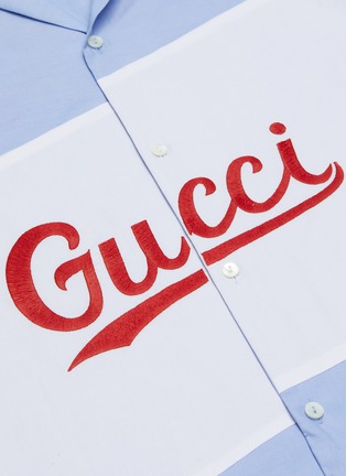  - GUCCI - logo拼色oversize纯棉牛津布短袖衬衫