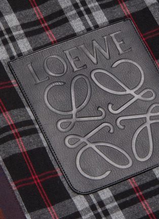  - LOEWE - logo真皮拼贴拼色格纹法兰绒衬衫