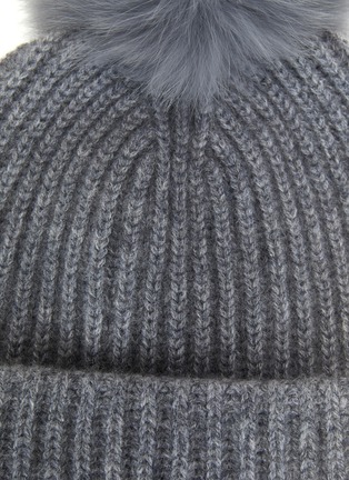 细节 - 点击放大 - YVES SALOMON - 狐毛毛球点缀羊绒针织帽