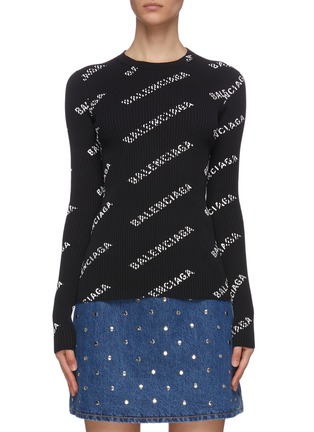 首图 - 点击放大 - BALENCIAGA - 斜logo罗纹针织衫