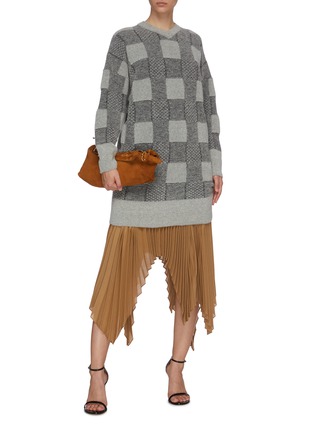 模特儿示范图 - 点击放大 - STELLA MCCARTNEY - 拼色几何纹理混初剪羊毛针织衫