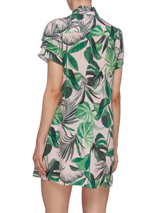 背面 - 点击放大 - ALICE + OLIVIA - JEM拼色树叶图案层叠衣袖真丝衬衫式连衣裙