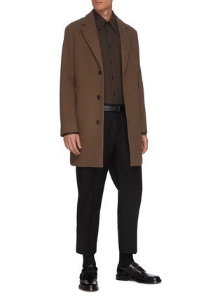 模特儿示范图 - 点击放大 - EQUIL - 平驳领单排扣混羊毛大衣