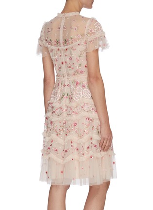 背面 - 点击放大 - NEEDLE & THREAD - ELSIE RIBBON亮片花卉刺绣褶裥网纱连衣裙
