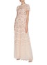 模特儿示范图 - 点击放大 - NEEDLE & THREAD - ELSIE RIBBON亮片花卉刺绣褶裥透视网纱礼服裙