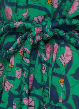 细节 - 点击放大 - RHODE RESORT - ELLA编绳腰带花卉图案褶裥纯棉连衣裙