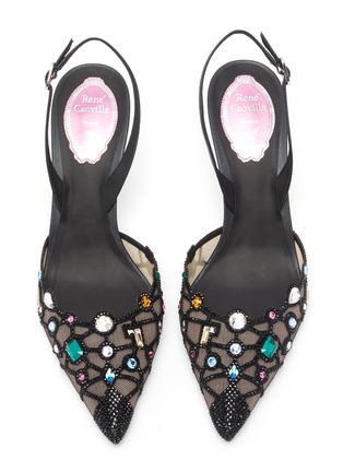 细节 - 点击放大 - RENÉ CAOVILLA - x Peggy Guggenheim MUSEUM DOOR仿宝石点缀网眼露跟鞋
