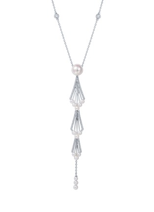 首图 - 点击放大 - SARAH ZHUANG - 可拆式珍珠钻石18K白金几何造型吊坠项链