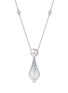 模特儿示范图 - 点击放大 - SARAH ZHUANG - 可拆式珍珠钻石18K白金几何造型吊坠项链