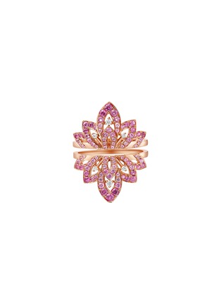 首图 - 点击放大 - SARAH ZHUANG - 钻石粉色蓝宝石18k玫瑰金花卉造型戒指