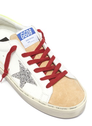 细节 - 点击放大 - GOLDEN GOOSE - 拼接设计闪粉五角星做旧感真皮运动鞋