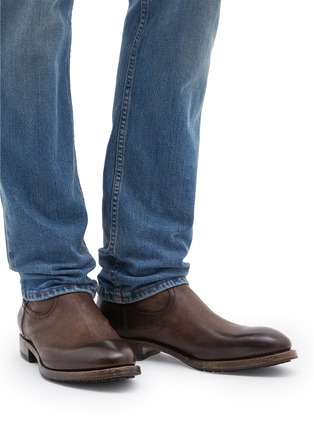 模特儿示范图 - 点击放大 - PROJECT TWLV - FLAME真皮短靴