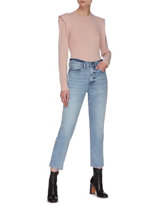 模特儿示范图 - 点击放大 - FRAME - LE PIPER铆钉点缀水洗混棉直脚牛仔裤