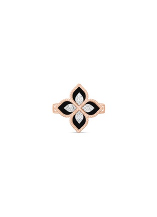 细节 - 点击放大 - ROBERTO COIN - Princess Flower钻石红宝石黑玉18k玫瑰金花卉戒指