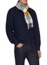模特儿示范图 - 点击放大 - JOHNSTONS OF ELGIN - 拼色格纹羊绒围巾