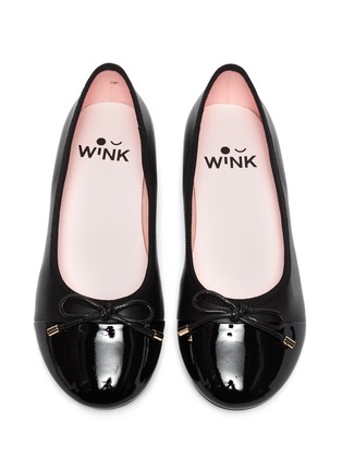 模特儿示范图 - 点击放大 - WINK - SODA POP 儿童款蝴蝶结真皮平底鞋