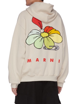 背面 - 点击放大 - MARNI - 品牌名称花卉图案纯棉连帽卫衣