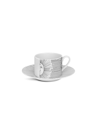 首图 –点击放大 - FORNASETTI - Solitario拼色条纹抽象太阳图案陶瓷茶杯及杯碟套装