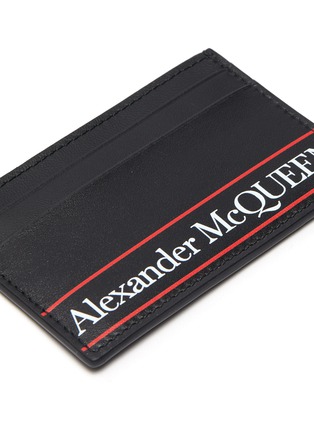 细节 - 点击放大 - ALEXANDER MCQUEEN - Selvedge拼色品牌名称真皮卡片套