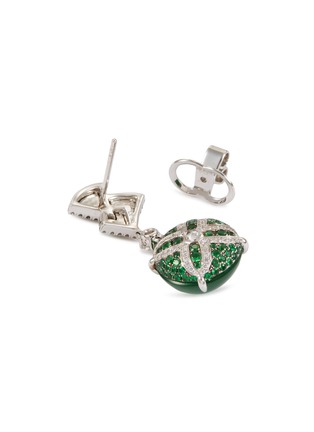 细节 - 点击放大 - SAMUEL KUNG - Diamond jade green garnet 18k white gold earrings