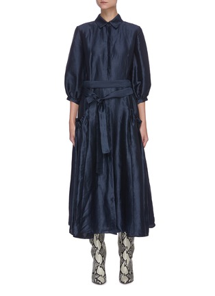 首图 - 点击放大 - GABRIELA HEARST - x Lane Crawford 170周年系列CERVANTES腰带泡泡袖褶裥亚麻混丝连衣裙