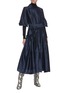 模特儿示范图 - 点击放大 - GABRIELA HEARST - x Lane Crawford 170周年系列CERVANTES腰带泡泡袖褶裥亚麻混丝连衣裙