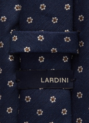 细节 - 点击放大 - LARDINI - 拼色花卉提花丝混亚麻领带