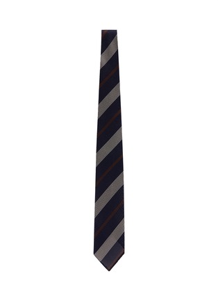 模特儿示范图 - 点击放大 - LARDINI - 拼色条纹丝混亚麻领带