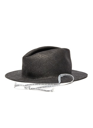 模特儿示范图 - 点击放大 - MAISON MICHEL - ANDRE拼色LOGO帽带编织宽檐帽