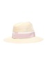 模特儿示范图 - 点击放大 - MAISON MICHEL - Henrietta拼色条纹帽带编织汉麻宽檐帽