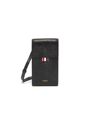 首图 - 点击放大 - THOM BROWNE - 拼色条纹布饰品牌名称荔枝纹真皮手机包