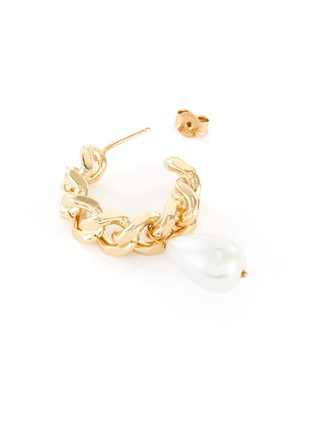 细节 - 点击放大 - ROSANTICA - Comedy小号人造珍珠点缀链条圆环造型黄铜开口耳环