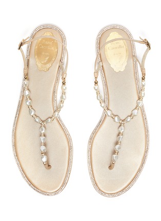 细节 - 点击放大 - RENÉ CAOVILLA - PEPITA仿水晶人造珍珠搭带真皮夹脚凉鞋