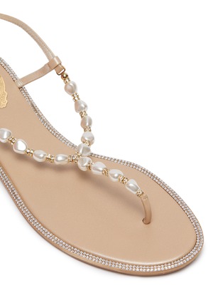 细节 - 点击放大 - RENÉ CAOVILLA - PEPITA仿水晶人造珍珠搭带真皮夹脚凉鞋