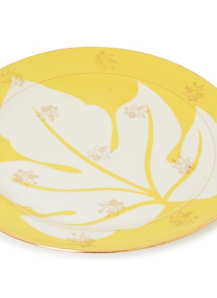 细节 –点击放大 - YATO - 大号手绘楤木叶图案陶瓷餐盘 - 黄色