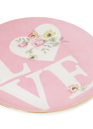 细节 –点击放大 - YATO - 大号手绘英文字母花卉图案陶瓷餐盘 - 粉红色