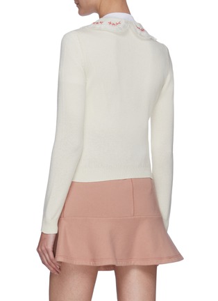 背面- 点击放大 - miu miu - 拼接花边衣领针织开衫